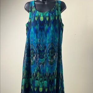Ronni Nicole Women’s Maxi Dress Sleeveless Blue Green Abstract Print